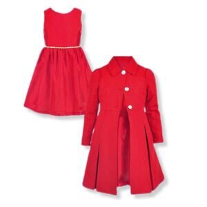 Little Girls Purple Rose Dress Coat Set 4T Red Crystals Holiday Party Occasion